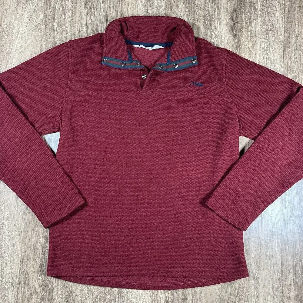 Mountian Khakis‎ Men's Small Deep Red Fleece Lined 1/4 Snap Lightweight Pullover